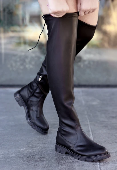 Iyan Siyah Cilt Çorap Çizme - Resim 2