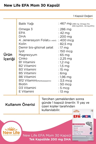 New Life EFA Mom 30 Kapsül - Resim 2