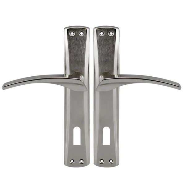 Oda Aynalı Kapı Kolu Nikel İnox Sağa Sola Uygun Ön Arka Oda Kapısı 1 Takım - Resim 4