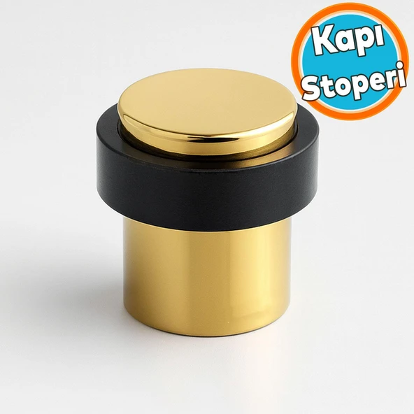 Kapı Stoperi Metal Gold Düz Model Vidalı Montaj Kauçuk Başlık Kapı Tamponu Çarpma Önleyici Durdurucu ürün görseli