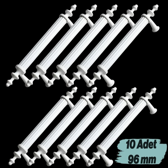 Mobilya Banyo Mutfak Dolabı Çekmece Dolap Kapak Kulpu Kulbu Beyaz 96 mm Metal Kulp (10 Adet)