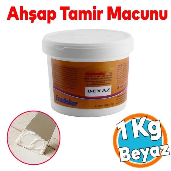 Ahşap Parke Tamir Dolgu Çizik Giderici Masif Kaplama Beyaz Renk 1 Kg Boşluk Doldurucu Onarım Macunu ürün görseli