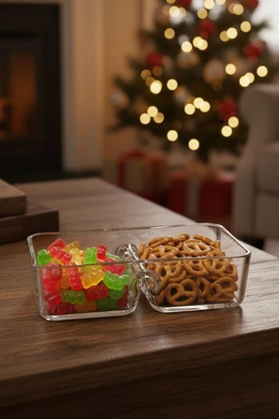 Paşabahçe El imalatı Kristal 2 bölmeli Dikdörtgen Derin Kase 218917 18839 ürün görseli 1