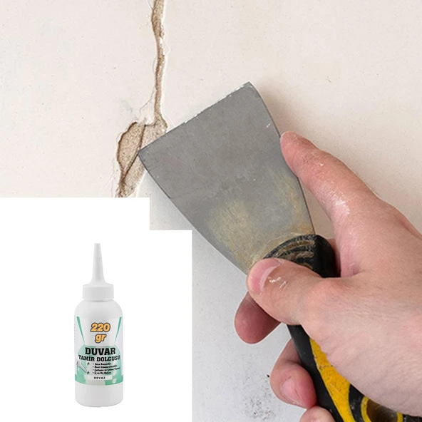 Pratik Duvar Çatlak Delik Giderici Tamir Dolgusu ( 220 gr ) Beyaz Macun Boşluk Doldurucu Onarıcı - Resim 5