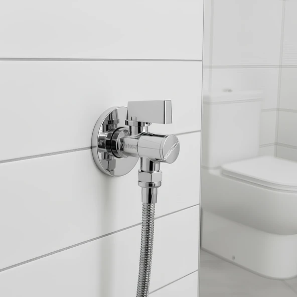 Ara Musluk 3/8 Filtreli Pirinç Krom Musluk Çamaşır Bulaşık Banyo Klozet Mutfak Ara Musluğu - Resim 4