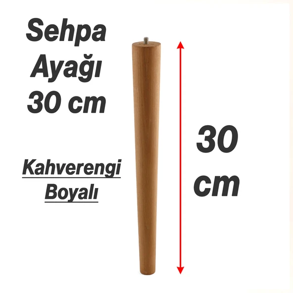 Sehpa Masa Ayağı Ham Doğal Ahşap Kahverengi Boyalı Mobilya Aksesuar Modern Ayakları Bohem 30 cm - Resim 2