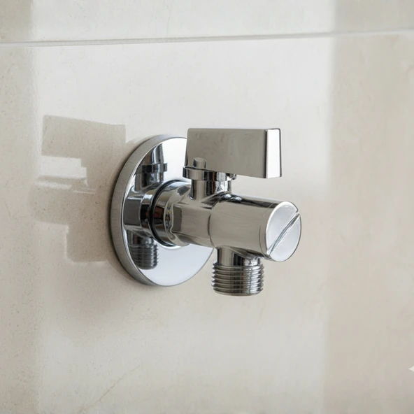 Ara Musluk 3/8 Filtreli Pirinç Krom Musluk Çamaşır Bulaşık Banyo Klozet Mutfak Ara Musluğu - Resim 6