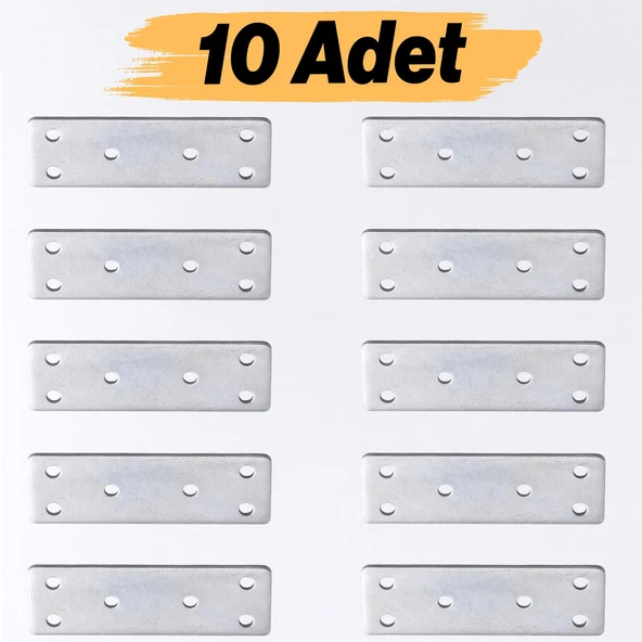 Mobilya Sabitleme Köşe Bağlantı Demiri 30x90 mm 10 Adet Set Düz Metal Gönye Dolap Kitaplık Vestiyer ürün görseli