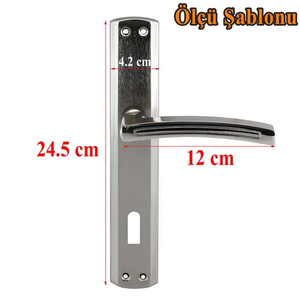 Oda Kapı Kolu Aynalı Nikel İnox Sağa Sola Uygun Ön Arka Oda Kapısı 1 Takım - Resim 2