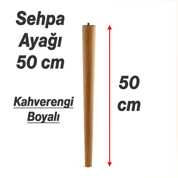 Sehpa Ayak Seti 50 cm Kahverengi Doğal Ahşap Boyalı Silindir Masa Ayağı Ayakları Aksesuar Bohem 3'lü - Resim 3