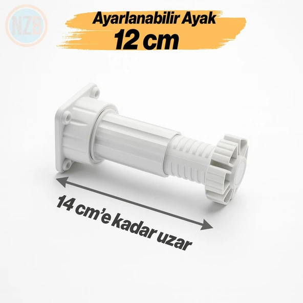 Ayarlanabilir Plastik Ayak Dolap Mobilya Tezgah Yükseltici Yükseltme Ayağı Ayakları 1 Adet 12 Cm - Resim 4