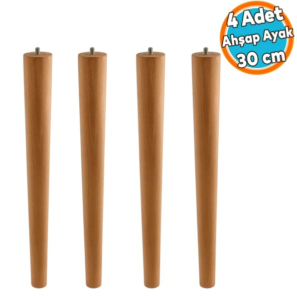 4 Adet Sehpa Masa Ayağı Ham Doğal Ahşap Kahverengi Boyalı Mobilya Aksesuar Modern Ayak Bohem 30 cm ürün görseli