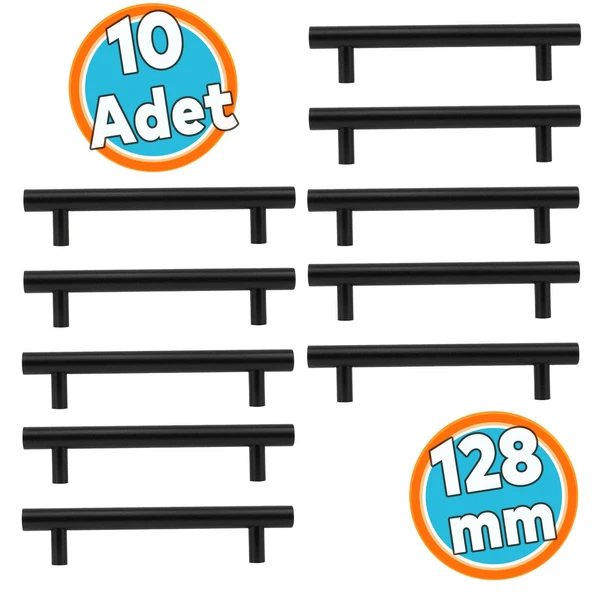 Dolap Kapak Çekmece Kulpu Kulbu 128 mm Mat Siyah Metal Kulp ürün görseli