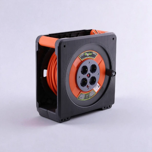 Seyyar Makaralı CCA Uzatma Kablosu 40 Metre 3x2.5 mm 4 Prizli Termal Sigortalı Plastik Kaset Tipi - Resim 5