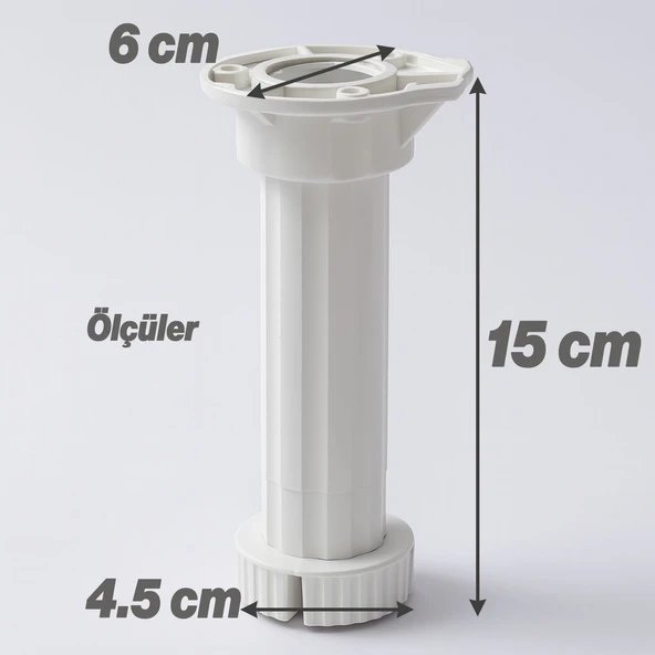 Ayarlanabilir Plastik Ayak Dolap Mobilya Tezgah Yükseltici Yükseltme Ayağı Ayakları 1 Adet 15 Cm - Resim 2