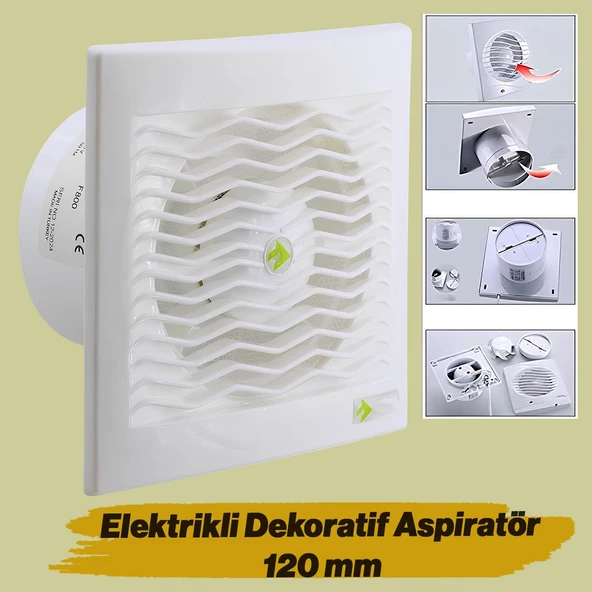 Elektrikli Wc Mutfak Büro Banyo Havalandırma 120 mm Aspiratör Fan Kirli Hava Kötü Koku Fanı 120 mm ürün görseli
