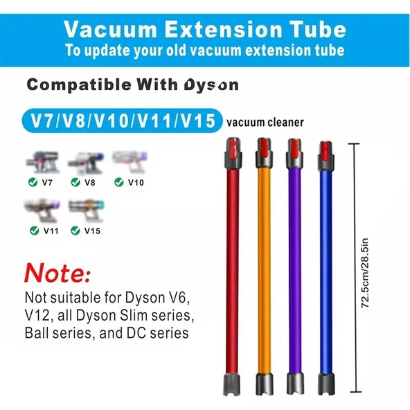Dysn V7 V8 V10 ile uyumlu uzatma borusu Kırmızı 73cm - 3