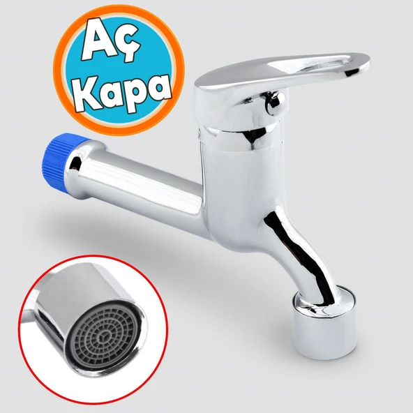 Aç Kapa Musluk Lavabo Banyo Mutfak Musluğu Bahçe Çeşmesi Klasik Uzun Musluk Tek Çıkışlı Batarya ürün görseli