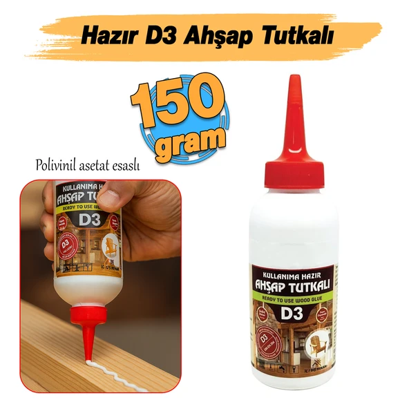 Ahşap Tutkalı Hazır 150 gram Şeffaf D3 Mobilya Mdf Sunta Kumaş Kağıt DIY Uygulamalarında Yapıştırıcı - Resim 2