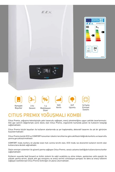 Citius Premix 24 Kw (20.640 Kcal) Tam Yoğuşmalı Kombi - Resim 2