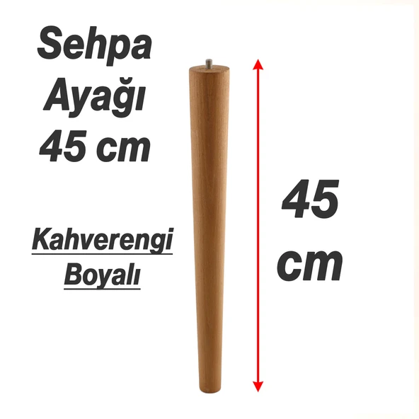 Kahverengi Boyalı Sehpa ve Masa İçin Bohem Tarz Ahşap Mobilya Ayağı Aksesuar Ayakları Silindir 45 cm - Resim 2