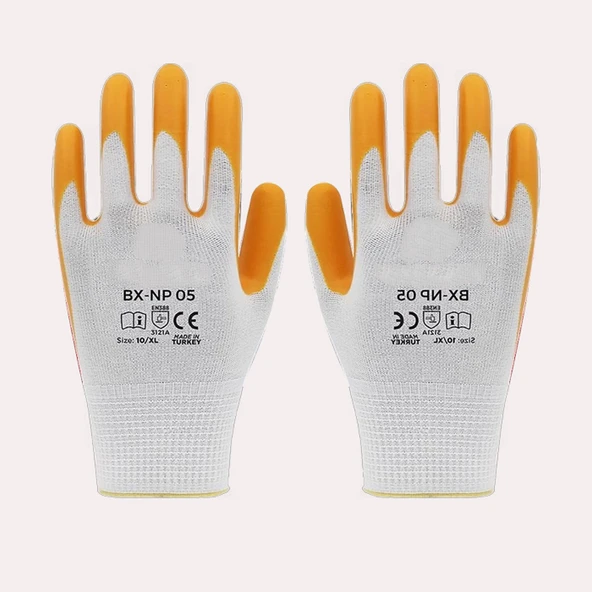 Örme Nitril Eldiven 10XL Polyester Kaplama Dayanıklı İş Eldiveni İmalat Montaj Lojistik Tarım Sanayi - Resim 4