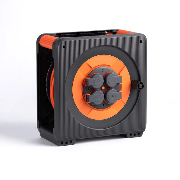 Seyyar Makaralı Uzatma Kablosu 3x1.5 mm 20 Mt CCA Kapaklı 4 Prizli Monofaze Termal Sigortalı Plastik - 4