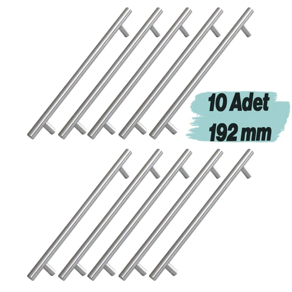 Mobilya Mutfak Çekmece Dolap Kapak Kulpu Kulbu 192 mm İnox Metal Kulp (10 Adet) ürün görseli