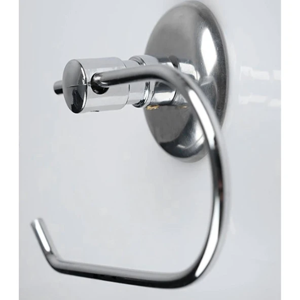 Metal Tuvalet Kağıtlık Yapışkanlı Açık Aparat WC Kağıt Standı Bez Havluluk Paslanmaz Sağlam Krom - Resim 6