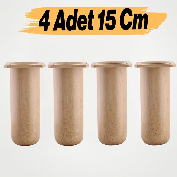 4 Adet Mobilya Kanepe Koltuk Yatak Baza Yükseltici Yükseltme Ayağı Ayakları Plastik  Kayın Bej 15 cm ürün görseli