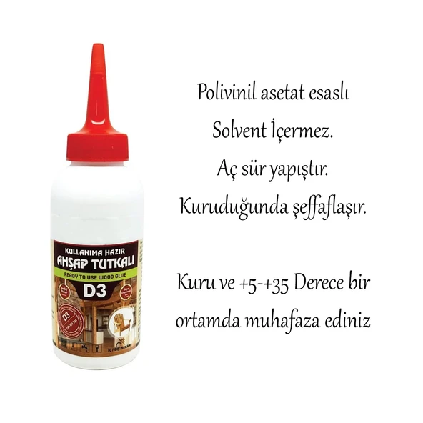 Ahşap Tutkalı Hazır 150 gram Şeffaf D3 Mobilya Mdf Sunta Kumaş Kağıt DIY Uygulamalarında Yapıştırıcı - Resim 4
