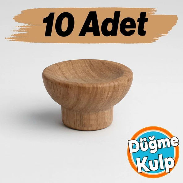 Mobilya Mutfak Dolap Dolabı Çekmece Kulpu Kulbu Kulp Düğme Açık Ceviz Plastik Tek Vidalı 10 Adet ürün görseli