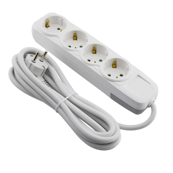 5 Metre Kablolu 4'lü Topraklı Grup Priz Fiş Çoğaltıcı Çoklu Uzatma Kablosu Anahtarsız - Resim 2