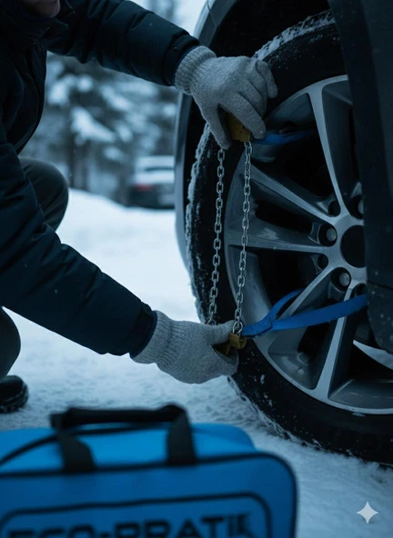 Eko Pratik Kar Pençesi 6' lı çantalı Premium Kar zinciri (Genel Uyumluluk ürün görseli 1