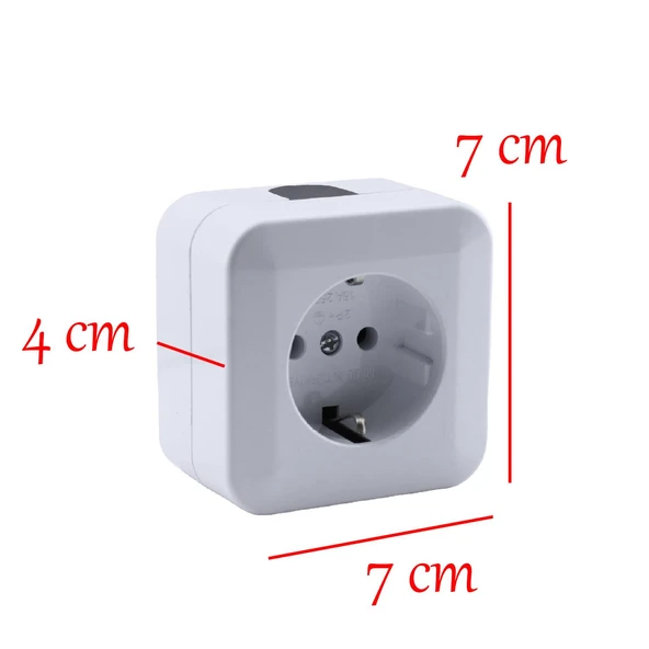 Sıva Üstü Topraklı Monofaze Priz Tekli Grup Priz Kare Fiş Grup Priz Kablosuz Klemensli 220 V - Resim 2