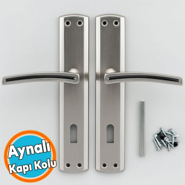 Oda Kapı Kolu Aynalı Nikel İnox Sağa Sola Uygun Ön Arka Oda Kapısı 1 Takım ürün görseli