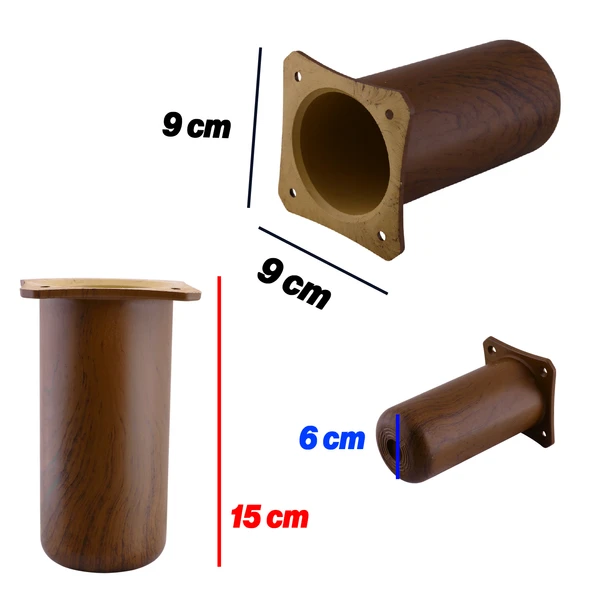 4 Adet Mobilya Kanepe Koltuk Baza Yükseltici Yükseltme Ayağı Ayakları Plastik Kestane Kahvesi 15 cm - Resim 2