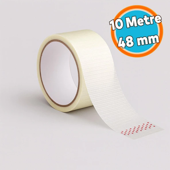Tamir Bandı Enine Boyuna Lifli 48mm x 10mt Şeffaf Ultra Güçlü Yapışkan Onarım ve İzolasyon Bandı ürün görseli