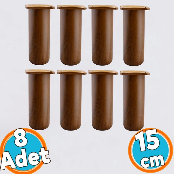8 Adet Mobilya Kanepe Koltuk Baza Yükseltici Yükseltme Ayağı Ayakları Plastik Kestane Kahvesi 15 cm ürün görseli