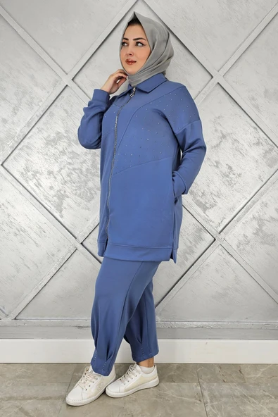 KADIN TAŞ DETAYLI TESETTÜR TAKIM - Resim 3