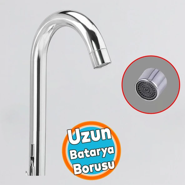 Lavabo Mutfak Musluk Batarya Kuğu Metal Lüks Uzun Evye Borusu Krom Su 360° Dönen Kaliteli Dayanıklı ürün görseli