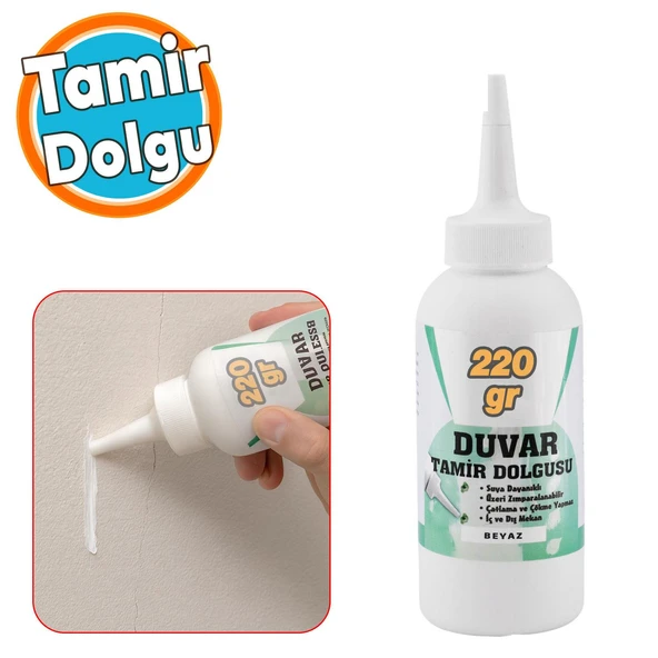 Pratik Duvar Çatlak Delik Giderici Tamir Dolgusu ( 220 gr ) Beyaz Macun Boşluk Doldurucu Onarıcı ürün görseli