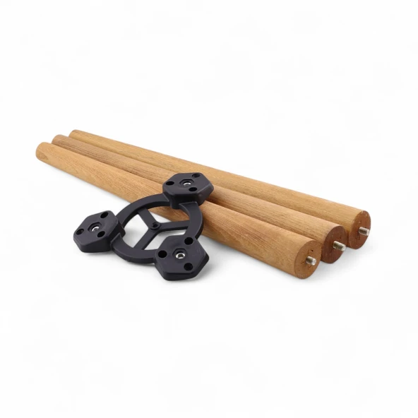 Sehpa Ayak Seti Boyalı Doğal Ahşap Bohem Silindir Mobilya Ayakları Sehpa Masa Kahverengi 3’lü 45 cm - Resim 6