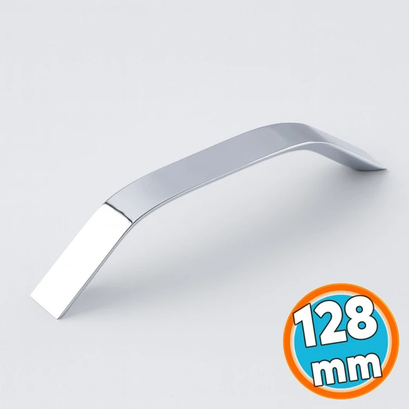 Mobilya Çekmece Mutfak Dolabı Dolap Kulpları Kulbu Kulpu Krom Gümüş Metal Kulp 128 mm  12.8 cm ürün görseli