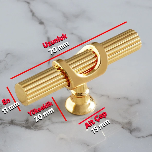 Metal Düğme Tek Vidalı Çekmece Mutfak Mobilya Dolabı Dolap Kulpu Kulbu Kulpları Gold Altın - Resim 3