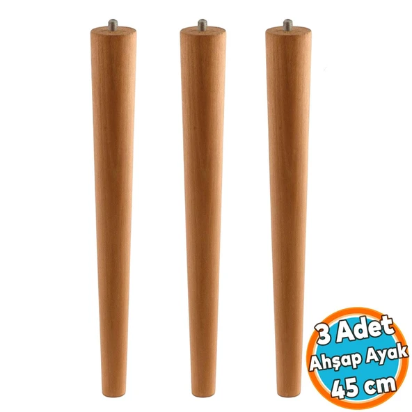 Boyalı Sehpa ve Masa İçin Bohem Tarz Ahşap Mobilya Ayağı Aksesuar Ayakları Silindir 45 cm 3 Adet ürün görseli