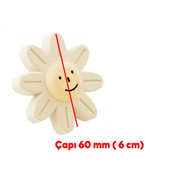 Gülücüklü Aytaşı Krem Mobilya Çoçuk Odası Dolabı Kapak Kulpu Çekmece Kulbu Plastik 1 ADET - Resim 2