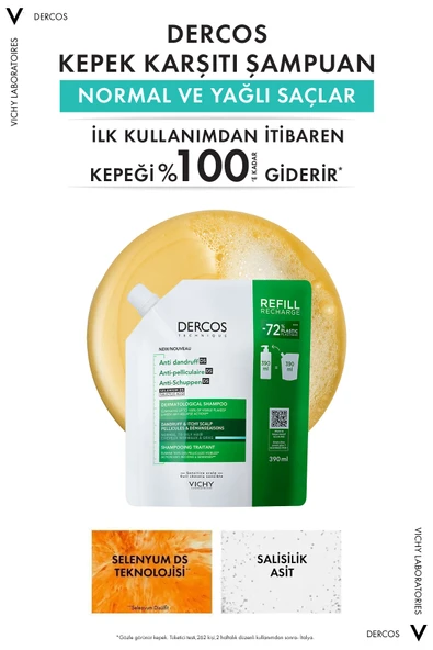 Vichy Dercos Anti Dandruff Normal ve Yağlı Saçlar İçin Kepek Karşıtı Şampuan Refill 390 ml - Resim 5