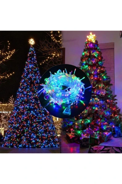100 Ledli Fişli Led, Dekor Lambası Animasyonlu 10m Rgb Yılbaşı Ağacı Işığı 10m - Resim 3