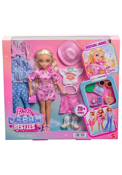 Barbie Dream Besties Festival Kombinleri Malibu Bebek ve Aksesuarları JGH87
